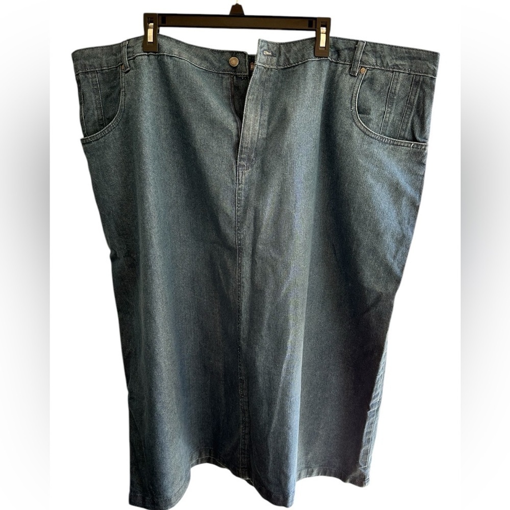 Jessica London’s  Classic Cotton Denim Midi Skirt Size 30W - Picture 2 of 5